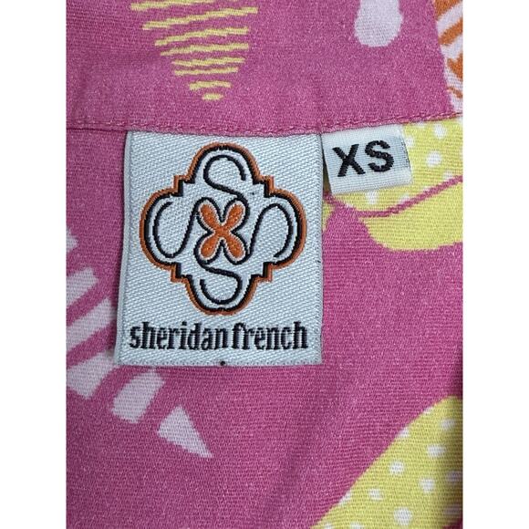 Sheridan French Natalie Blouse Pink Whimsical Island Sunrise Animals Safari XS - Picture 3 of 4